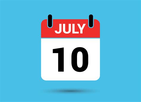 July 10 Calendar Date Flat Icon Day 10 Vector Illustration 32460687 Vector Art at Vecteezy