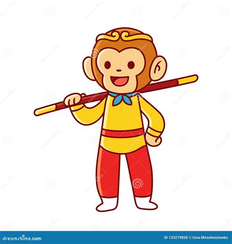 Sun Wukong, Monkey King stock vector. Illustration of journey - 133279858