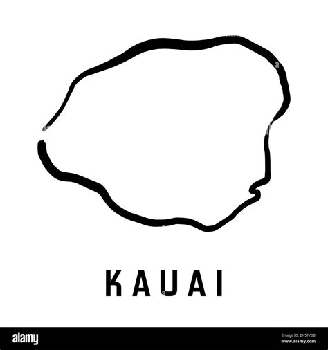 Kauai island map of Hawaii. Simple outline. Vector hand drawn simplified style map Stock Vector ...