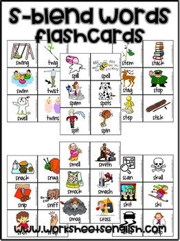 s-blends words FlashCards by EnglishSafari | Teachers Pay Teachers