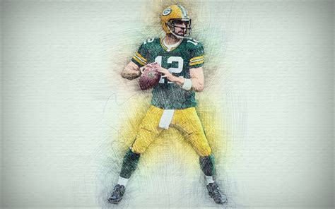 Download wallpapers Aaron Rodgers, 4k, artwork, american football ...