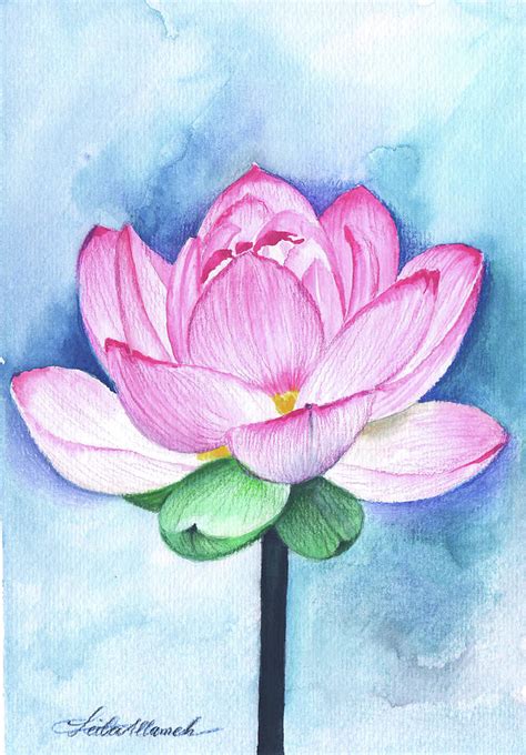 Pink Lotus Painting by Leila Allameh - Fine Art America