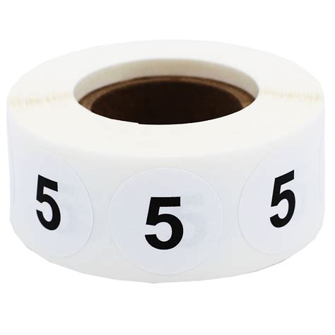 White Number 5 Stickers 3/4" | InStockLabels.com