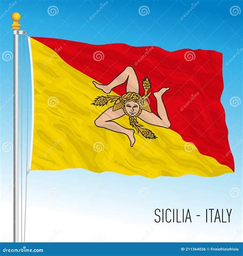 Sicily, Flag of the Region, Italy Stock Vector - Illustration of italian, institutions: 211364036