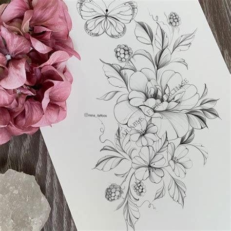 Floral Tattoo Design Instant Download Printable Stencil - Etsy