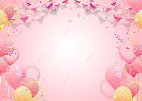 Gradient Pink Birthday Balloon Small Flag Party Background, Desktop Wallpaper, Pc Wallpaper ...