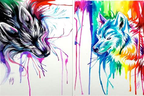 Duality+by+Lucky978.deviantart.com+on+@deviantART #watercolor # wolves ...