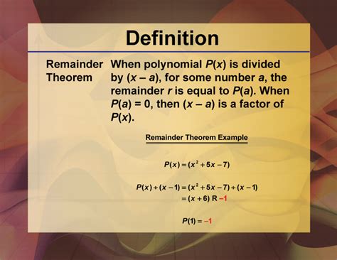 Remainder Theorem, Definition, Proof, and Examples