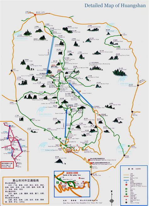 Huangshan travel maps | Printable hi-res tourist map of Huang Shan mountains in China (2010-2011)