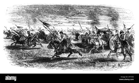 ancient world, Migration Period, roaming Huns, late 4th century, wood engraving, 1882 ...