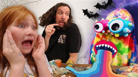 RAiNBOW GHOSTS Trick or Treat COSTUME!! Adley and Dad learn how to make diy rainbow ghost ...