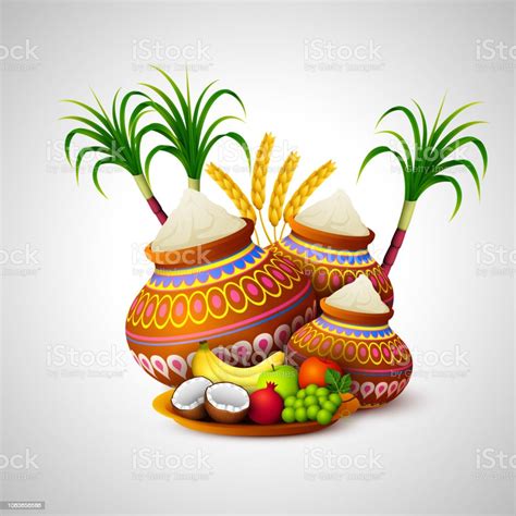 Happy Pongal Holiday Festival Celebration Stock Illustration - Download Image Now - Makar ...