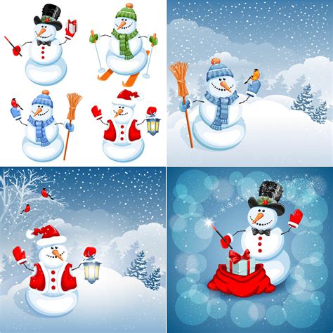 Backgrounds with snowman vector | Free download