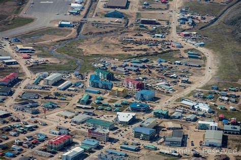 OverflightStock™ | Village of Iqaluit Baffin Island. Canadian Arctic Nunavut Aerial Stock Photo