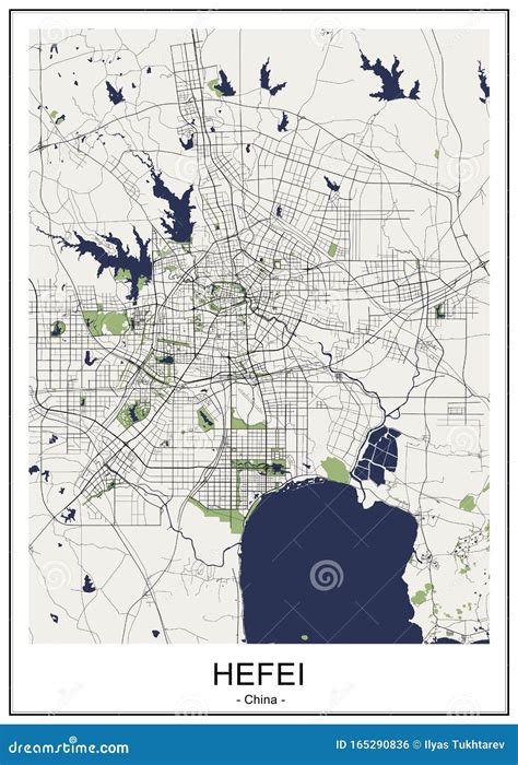 Map of the City of Hefei, China Stock Illustration - Illustration of asia, location: 165290836