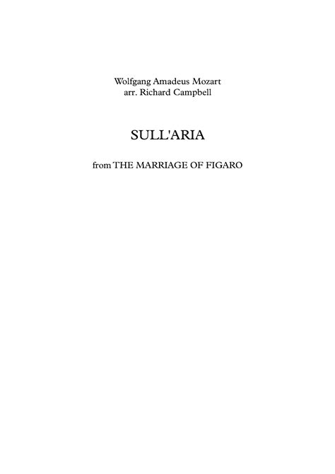 Sull'aria (from THE MARRIAGE OF FIGARO) (arr. Richard Campbell) Sheet ...