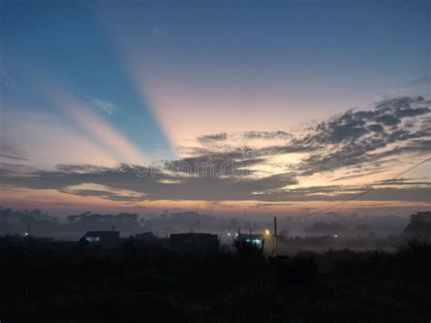 Ray of Light on the Sky at Sunrise Stock Photo - Image of blue, village: 278057050