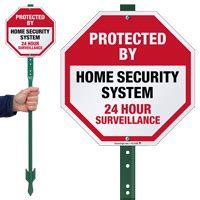 Protected By Home Security System Sign & Stake Kit for Yard, SKU: K2-5189