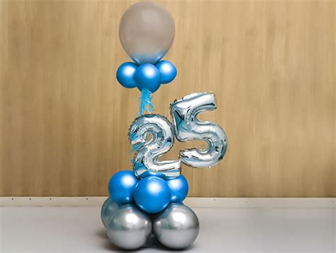 Blue & Silver Number 25 Balloon Bouquet | Balloon Decoration in Pune ...