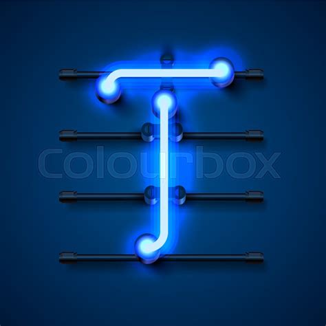 Neon font letter T, art design ... | Stock vector | Colourbox