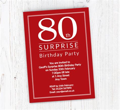 Surprise 80th Birthday Party Invitations