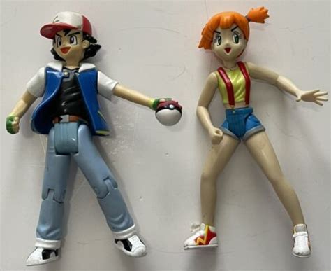 🏝️ Vintage 2000 Pokemon Ash Ketchum Misty 4.5" Figure Hasbro Nintendo ...