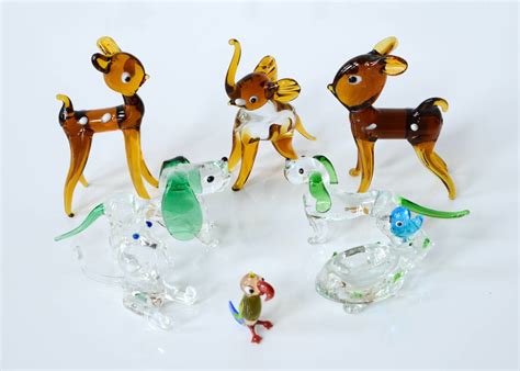 Set of Vintage Hand Blown Art Glass Animal Figurines | EBTH