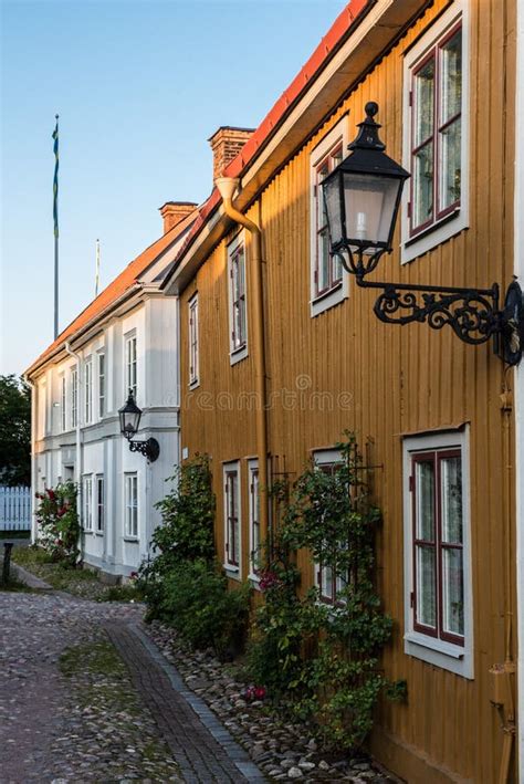 Gavle, Gavleborg County - Sweden - Streets of Old Town in Wooden Traditional Design and Cobble ...