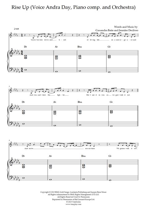 Rise Up (Voice Andra Day, Piano comp. and Orchestra) (Andra Day) - Piano Sheet Music