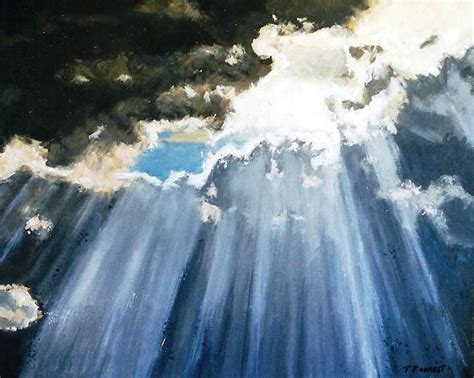 Sun Rays Through The Clouds Painting by Terry Forrest