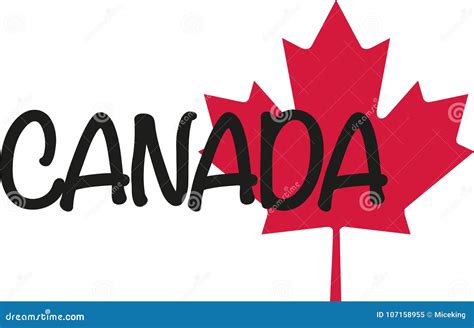 Canada Word Written with Maple Leaf Stock Vector - Illustration of canada, leaf: 107158955