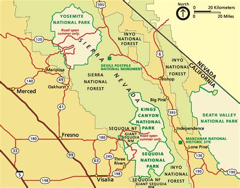 Map of Kings Canyon - Park JunkiePark Junkie