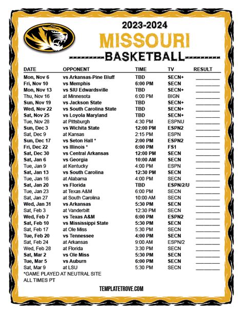 2024 Tigers Printable Schedule Time Table - Lorry Renelle