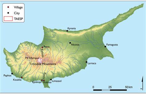 Map of Cyprus. TAESP = Troodos Archaeological and Environmental Survey... | Download Scientific ...