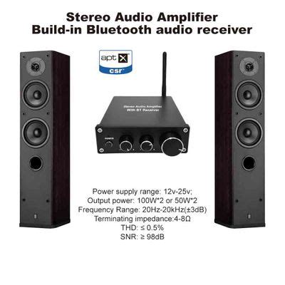 Portable Stereo Audio Amplifier With Bluetooth Receiver, With Bass And ...