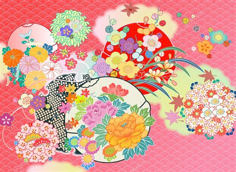 Floral montage from vintage Japanese kimono designs — Stock Vector ...