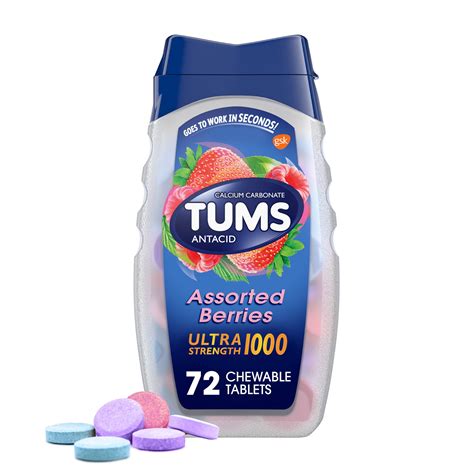 Tums Ultra Strength 1000 Assorted Berries Antacid Tablets, 72 Ct ...