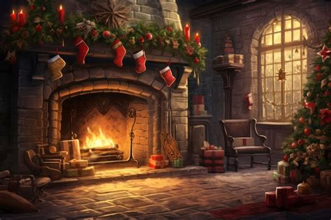 Premium AI Image | Fireplace Christmas vibes