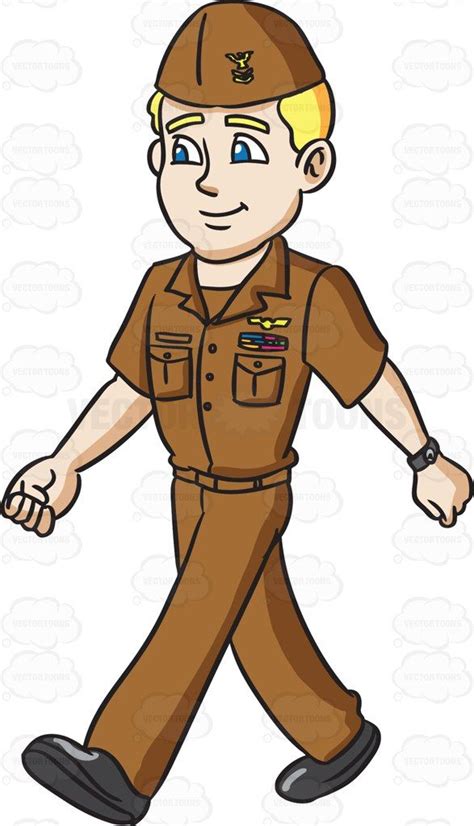 A Navy Man In His On Duty Brown Uniform | Man clipart, Navy man ...