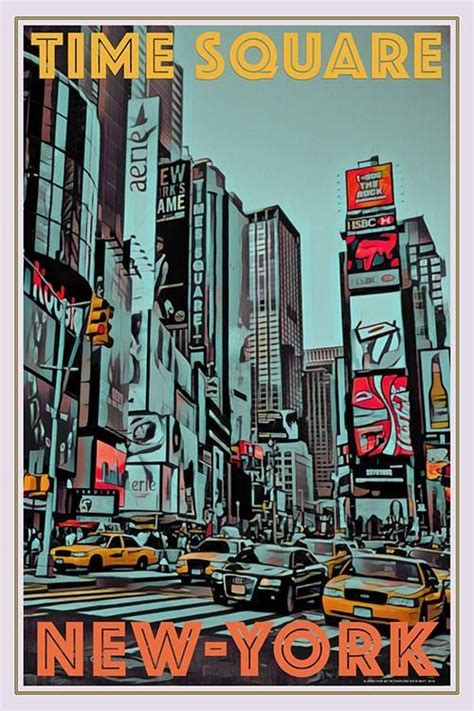 Vintage poster – Time Square New-York – affiche retro | Vintage poster design, Retro poster, New ...