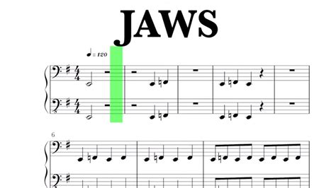 Jaws Main Theme Sheet Music - YouTube