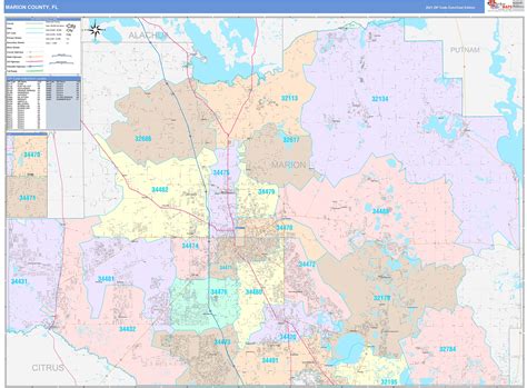 Marion County, FL Wall Map Color Cast Style by MarketMAPS - MapSales