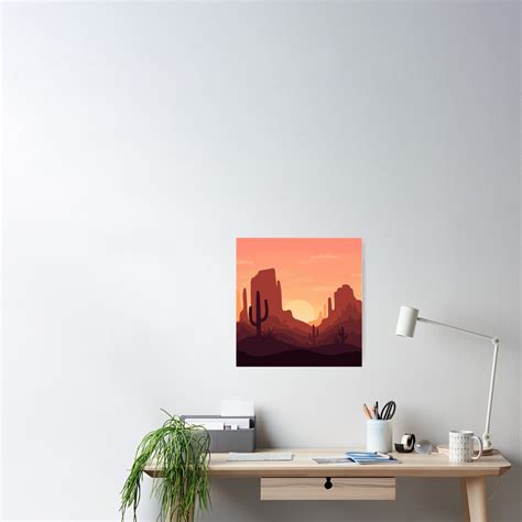 "Desert Cactus Landscape Minimalistic" Poster by AlmightyClaire | Redbubble