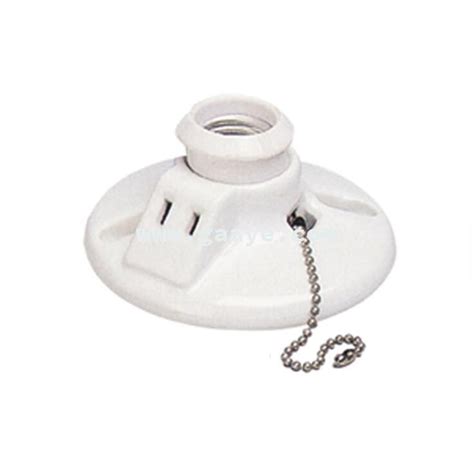 Porcelain E27 socket wall socket with chain switch