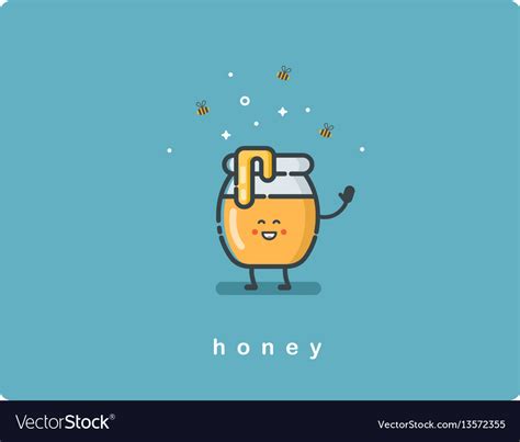 Flat icon jar of honey funny cartoon character Vector Image