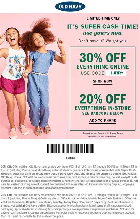 Pinned June 4th: 20% off today at #OldNavy or 30% online via promo code ...