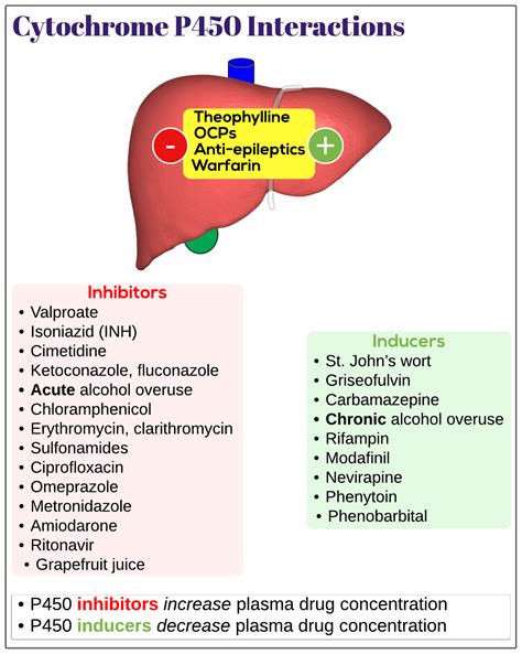 Cytochrome P450 interactions (selected) - Medicine Keys for MRCPs