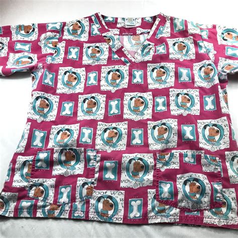 Happy Scrubs By UA Scrub Top Size L Dogs Bones... - Depop