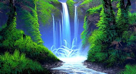 Beautiful Forest Waterfall Nature Creative, Peaceful Forest HD ...