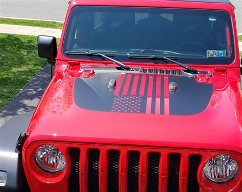 Hood Vinyl USA Flag Blackout Decal for 18-19 Jeep Wrangler JL | Wrangler jl, Jeep wrangler, Jeep